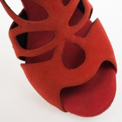 Pre Owned Giuseppe Zanotti Orange Suede Butterfly Cutout Sandals Size 38