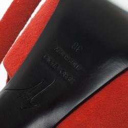 Pre Owned Giuseppe Zanotti Orange Suede Butterfly Cutout Sandals Size 38