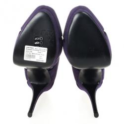 Pre Owned Giuseppe Zanotti Purple Suede Wave-Cutout Booties Size 39.5 