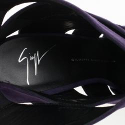 Pre Owned Giuseppe Zanotti Purple Suede Wave-Cutout Booties Size 39.5 