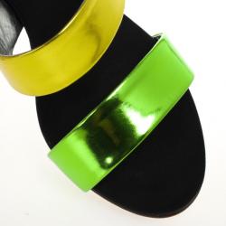 Pre Owned Giuseppe Zanotti Multicolour Metallic Wafer Criss Cross Sandals Size 40.5 