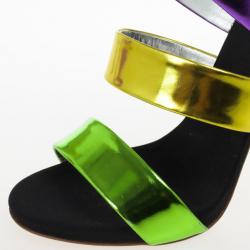Pre Owned Giuseppe Zanotti Multicolour Metallic Wafer Criss Cross Sandals Size 40.5 
