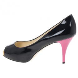 Pre Owned Giuseppe Zanotti Tricolor Patent Peep Toe Pumps Size 37