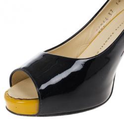 Pre Owned Giuseppe Zanotti Tricolor Patent Peep Toe Pumps Size 37