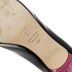 Pre Owned Giuseppe Zanotti Tricolor Patent Peep Toe Pumps Size 37