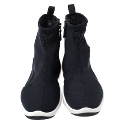Pre Owned Giuseppe Zanotti Black Stretch Fabric High Top Sneakers Size 40