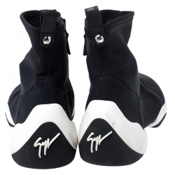 Pre Owned Giuseppe Zanotti Black Stretch Fabric High Top Sneakers Size 40