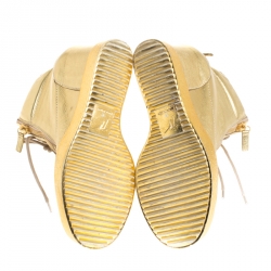 Pre Owned Giuseppe Zanotti Gold Leather High Top Wedge Sneakers Size 38