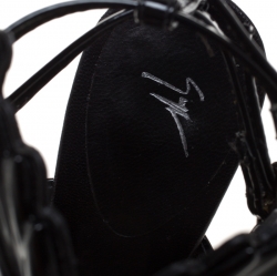 Pre Owned صندل جيوسيبي زانوتي كولاين وينغز جلد لامع أسود مقاس 37