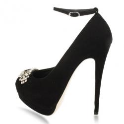 Pre Owned Giuseppe Zanotti Black Suede Embellished Toe Platform Stiletto Pumps Size 36.5