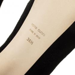 Pre Owned Giuseppe Zanotti Black Suede Embellished Toe Platform Stiletto Pumps Size 36.5