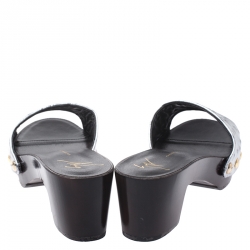 Pre Owned Giuseppe Zanotti Silver Ostrich Embossed Leather Gladis Platform Clogs Size 40