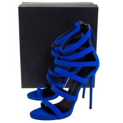 مملوكة مسبقًا Giuseppe Zanotti Royal Blue Neoprene Strappy Sandals Size 40