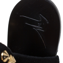Pre Owned Giuseppe Zanotti Black Suede Leather Studded Ankle Flat Sandals Size 39