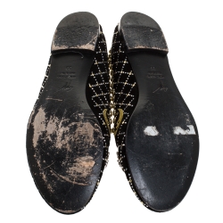 Pre Owned Giuseppe Zanotti Black Suede Studded Smoking Slippers Size 39