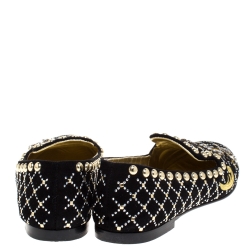 Pre Owned Giuseppe Zanotti Black Suede Studded Smoking Slippers Size 39