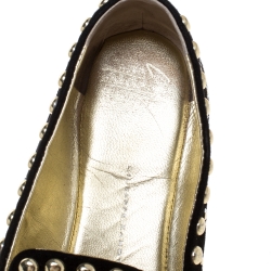 Pre Owned Giuseppe Zanotti Black Suede Studded Smoking Slippers Size 39