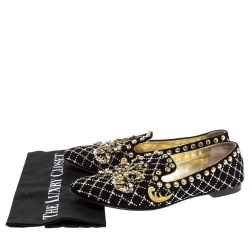 Pre Owned Giuseppe Zanotti Black Suede Studded Smoking Slippers Size 39
