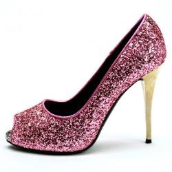 Pre Owned Giuseppe Zanotti Pink Glitter Peep Toe Pumps Size 37.5