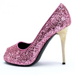 Pre Owned Giuseppe Zanotti Pink Glitter Peep Toe Pumps Size 37.5