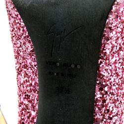 Pre Owned Giuseppe Zanotti Pink Glitter Peep Toe Pumps Size 37.5