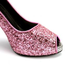 Pre Owned Giuseppe Zanotti Pink Glitter Peep Toe Pumps Size 37.5