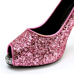 Pre Owned Giuseppe Zanotti Pink Glitter Peep Toe Pumps Size 37.5