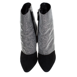 Pre Owned Giuseppe Zanotti Black Suede Silver Stud Embellished Platform Ankle Boots Size 39