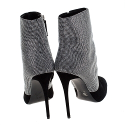Pre Owned Giuseppe Zanotti Black Suede Silver Stud Embellished Platform Ankle Boots Size 39