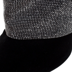 Pre Owned Giuseppe Zanotti Black Suede Silver Stud Embellished Platform Ankle Boots Size 39