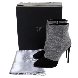 Pre Owned Giuseppe Zanotti Black Suede Silver Stud Embellished Platform Ankle Boots Size 39
