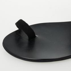 Pre Owned Giuseppe Zanotti Black Satin Toe Ring Bow Detail Flat Sandals Size 39.5