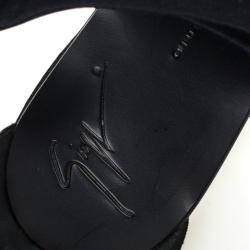 Pre Owned Giuseppe Zanotti Black Satin Toe Ring Bow Detail Flat Sandals Size 39.5