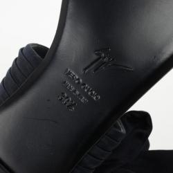 Pre Owned Giuseppe Zanotti Black Satin Toe Ring Bow Detail Flat Sandals Size 39.5