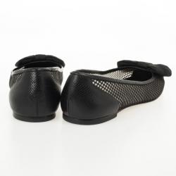 Pre Owned Giuseppe Zanotti Black Mesh Bow Flats Size 39