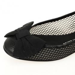Pre Owned Giuseppe Zanotti Black Mesh Bow Flats Size 39