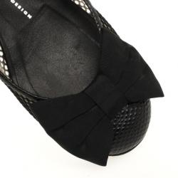 Pre Owned Giuseppe Zanotti Black Mesh Bow Flats Size 39
