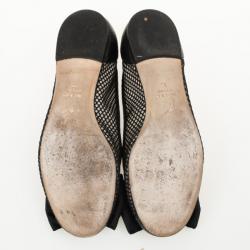 Pre Owned Giuseppe Zanotti Black Mesh Bow Flats Size 39