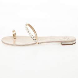Pre Owned Giuseppe Zanotti Embellished Toe Ring Flat Sandals Size 39.5
