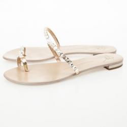 Pre Owned Giuseppe Zanotti Embellished Toe Ring Flat Sandals Size 39.5