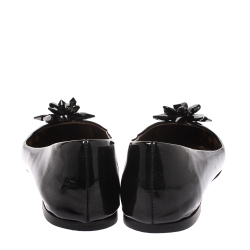 Pre Owned Giuseppe Zanotti Black Patent Leather Embellished Pointed Toe Flats Size 38