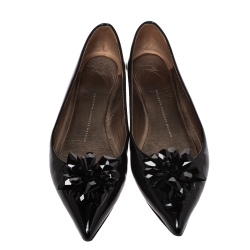 Pre Owned Giuseppe Zanotti Black Patent Leather Embellished Pointed Toe Flats Size 38