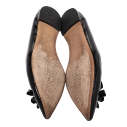 Pre Owned Giuseppe Zanotti Black Patent Leather Embellished Pointed Toe Flats Size 38