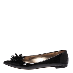 Pre Owned Giuseppe Zanotti Black Patent Leather Embellished Pointed Toe Flats Size 38