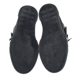 Giuseppe Zanotti Black Matte Leather High Top Lace Up Sneakers 44