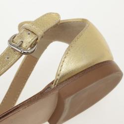 Pre Owned Giuseppe Zanotti Gold Leather Flat Gladiator Sandals Size 37.5