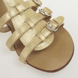 Pre Owned Giuseppe Zanotti Gold Leather Flat Gladiator Sandals Size 37.5