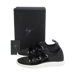 Pre Owned Giuseppe Zanotti Black Lurex And Velvet Maggie Slip On Sneakers Size 41