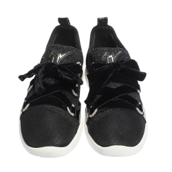 Pre Owned Giuseppe Zanotti Black Lurex And Velvet Maggie Slip On Sneakers Size 41