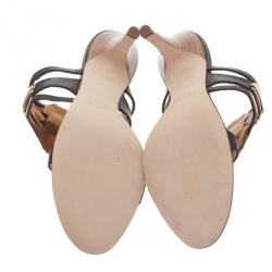 Pre Owned Giuseppe Zanotti Brown Leather Jeweled Mules Size 39.5